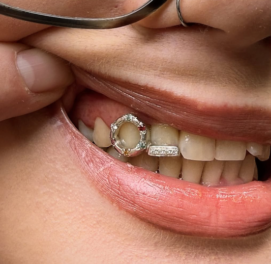 GRILLZ OPEN FACE SERTI DE COULEUR + GRILLZ BARRE SERTI